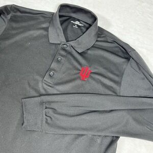 Indiana University Hoosiers IU Logo Polo Shirt Mens Medium Black‎ Stretch